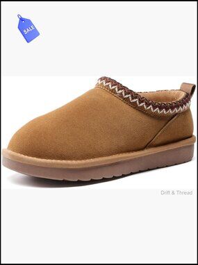 Women's Suede Furry Slippers Memory Foam Indoor Outdoor Slip On Warm Winter